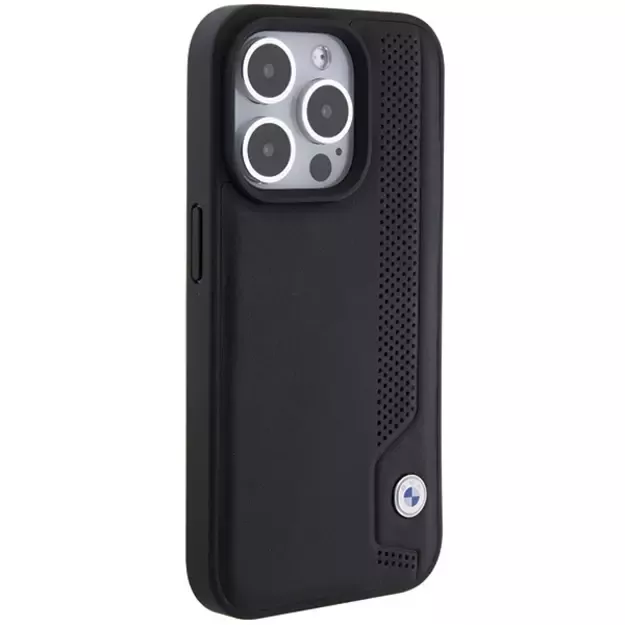 BMW Leather Blue Dots iPhone 15 Pro Max Case - Black 3