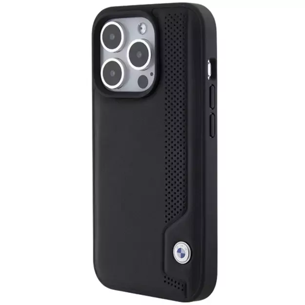 BMW Leather Blue Dots iPhone 15 Pro Max Case - Black 1