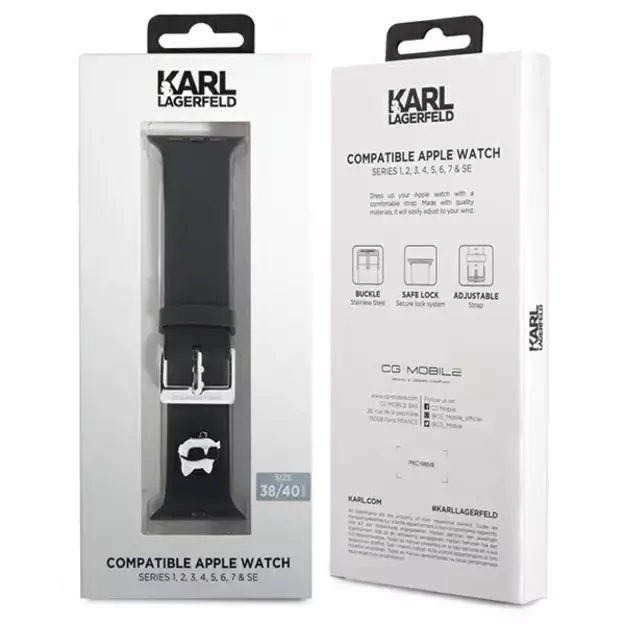 Karl Lagerfeld 3D Rubber Choupette Heads Strap for Apple Watch 38/40/41mm - Black 6