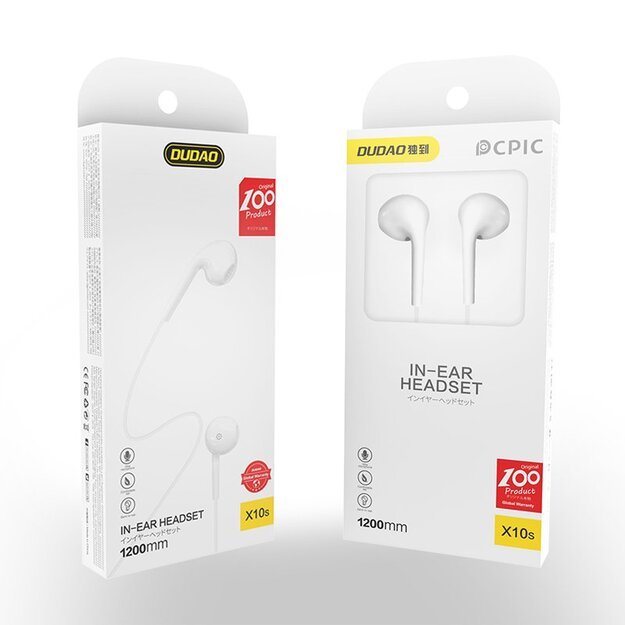 Dudao in-ear wired mini jack 3.5mm headset white (X10S white) 22