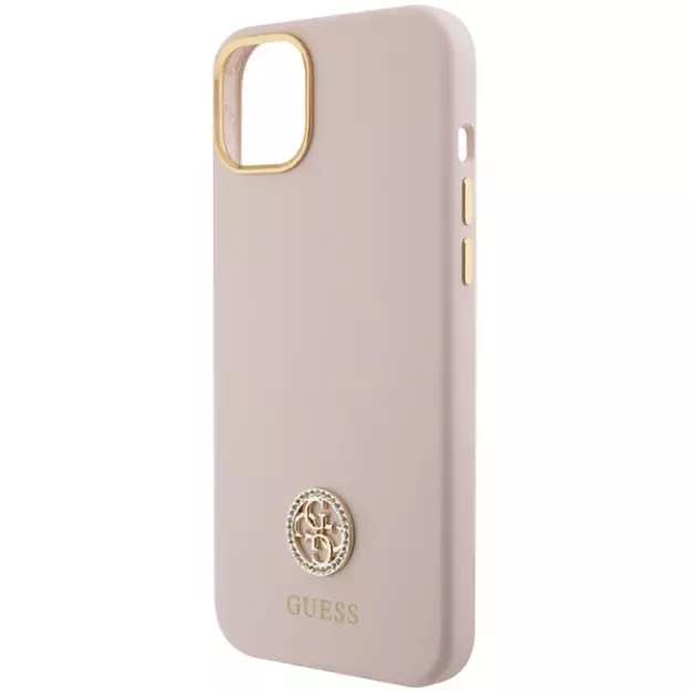 Guess Silicone Logo Strass 4G case for iPhone 15 - light pink 4