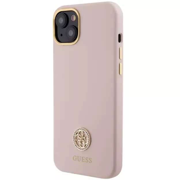 Guess Silicone Logo Strass 4G case for iPhone 15 - light pink 1