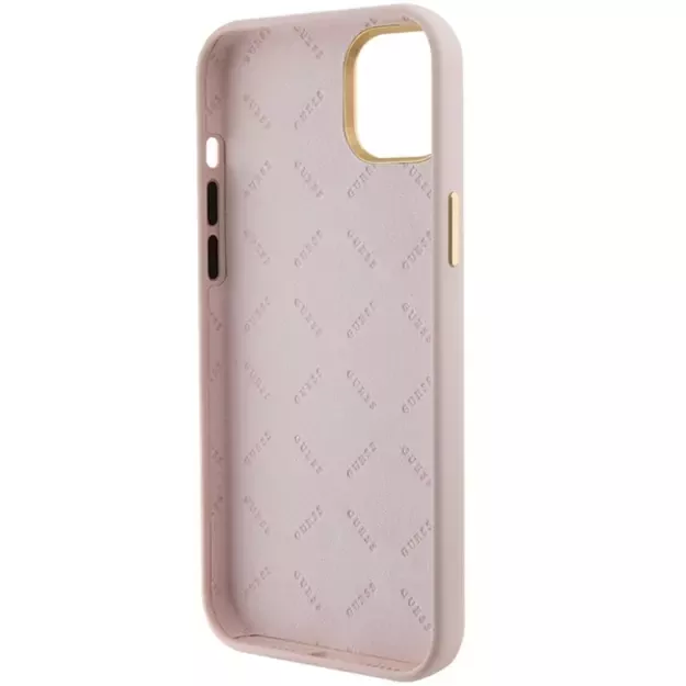 Guess Silicone Logo Strass 4G case for iPhone 15 - light pink 5