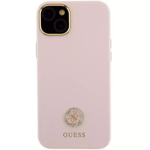 Guess Silicone Logo Strass 4G case for iPhone 15 - light pink 2