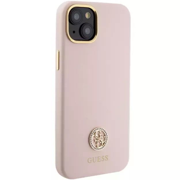 Guess Silicone Logo Strass 4G case for iPhone 15 - light pink 3