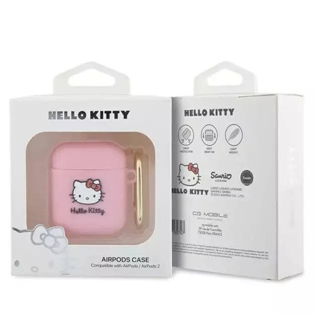 Hello Kitty Silicone 3D Kitty Head case for AirPods 1/2 - pink 2
