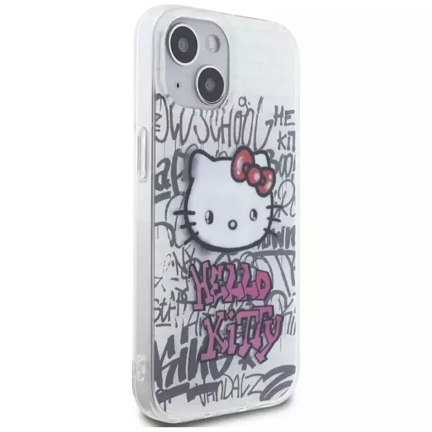 Hello Kitty IML Kitty On Bricks Graffiti case for iPhone 15 - white 3