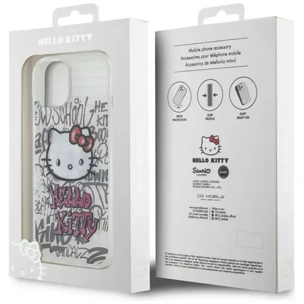 Hello Kitty IML Kitty On Bricks Graffiti case for iPhone 15 - white 7