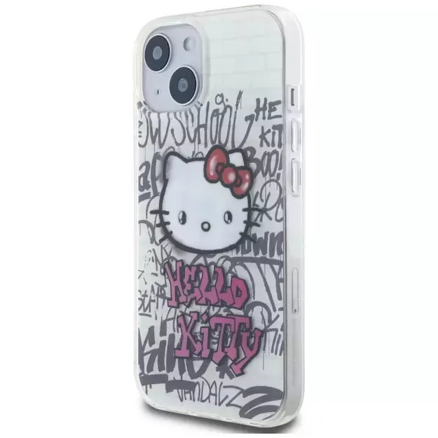 Hello Kitty IML Kitty On Bricks Graffiti case for iPhone 15 - white 1