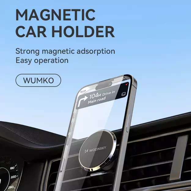 Wozinsky WUMKO magnetic phone holder for car air vent - black 5