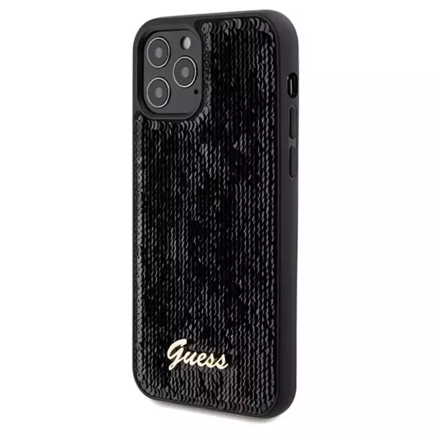 Guess Sequin Script Metal case for iPhone 12/12 Pro - black 1