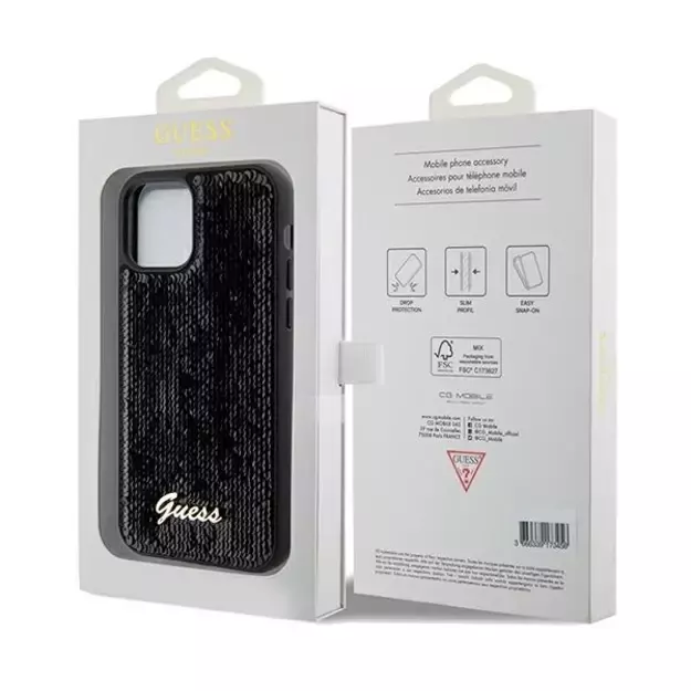 Guess Sequin Script Metal case for iPhone 12/12 Pro - black 7