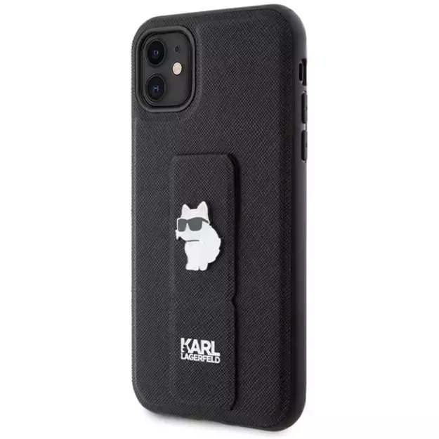 Karl Lagerfeld Gripstand Saffiano Choupette Pins Case for iPhone 11 / Xr - Black 1