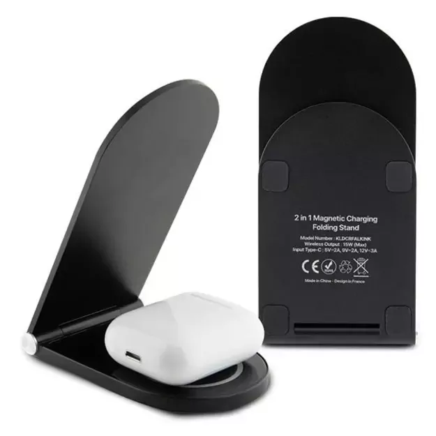 Karl Lagerfeld Ikonik MagSafe 15W inductive charger, foldable 2in1 - black 2