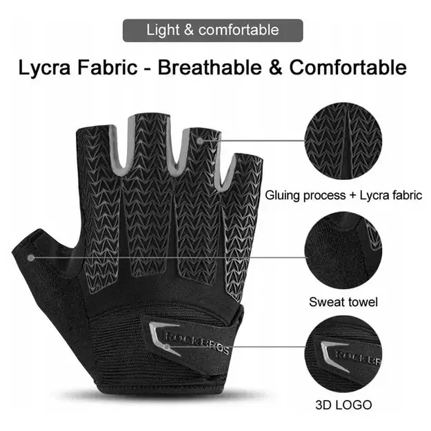 Rockbros S169BGR M cycling gloves with gel inserts - gray 7