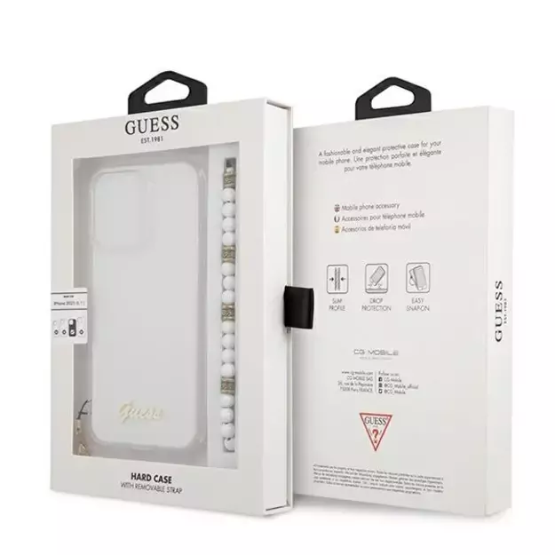 Guess GUHCP13LKPSWH iPhone 13 Pro / 13 6.1&quot  Transparent Hardcase White Pearl 9
