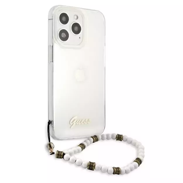 Guess GUHCP13LKPSWH iPhone 13 Pro / 13 6.1&quot  Transparent Hardcase White Pearl 3