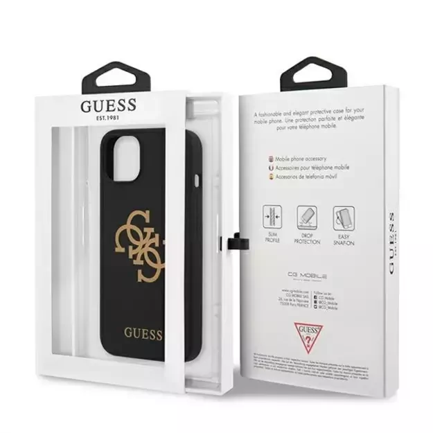 Guess GUHCP13SLS4GGBK iPhone 13 mini 5.4&quot  black/black hard case Silicone 4G Logo 9