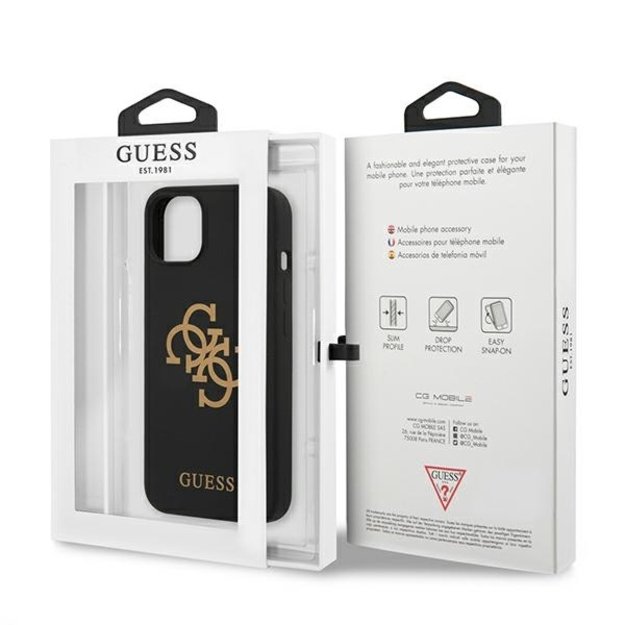 Guess GUHCP13SLS4GGBK iPhone 13 mini 5.4&quot  black/black hard case Silicone 4G Logo 14