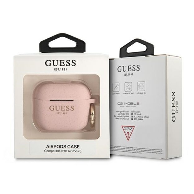 Guess GUA3SGGEP AirPods 3 cover pink/pink Silicone Glitter 2