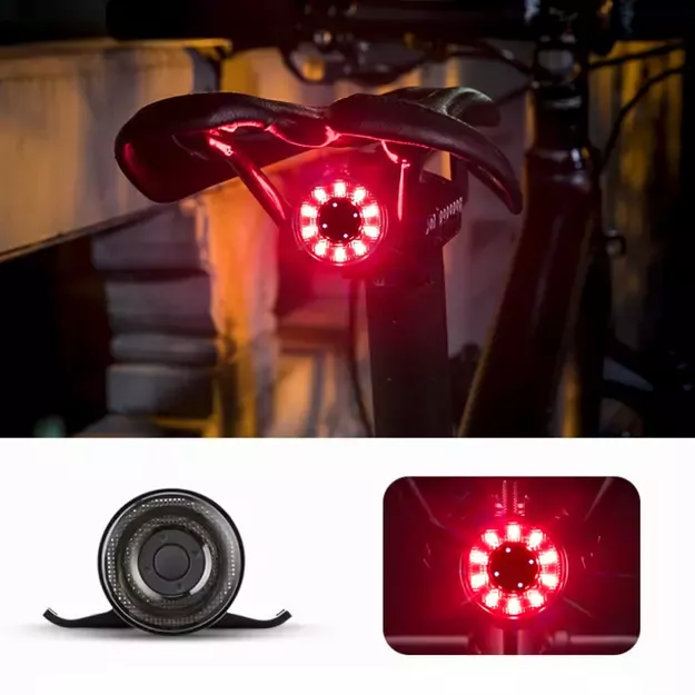 Rockbros Q1 Rear Bike Light 7 Color LED + USB-C - USB-A Cable - Black 1
