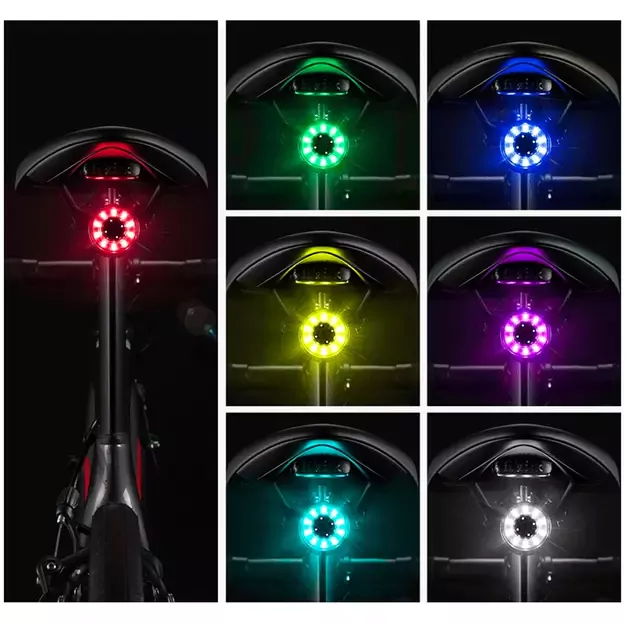 Rockbros Q1 Rear Bike Light 7 Color LED + USB-C - USB-A Cable - Black 2