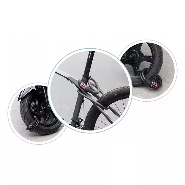 Rockbros RKS507-1BK bicycle lock with combination 1.8 m - black 8