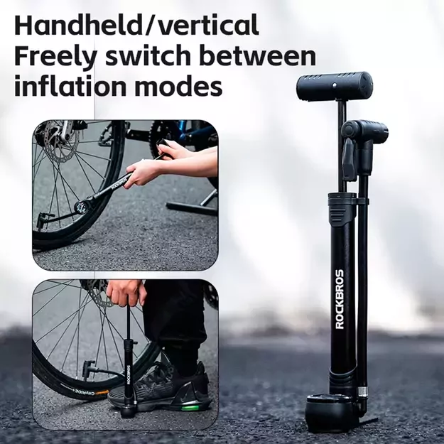 Rockbros 42310006001 bicycle pump with pressure gauge - black 1