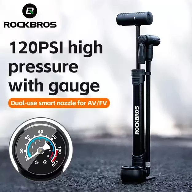 Rockbros 42310006001 bicycle pump with pressure gauge - black 6