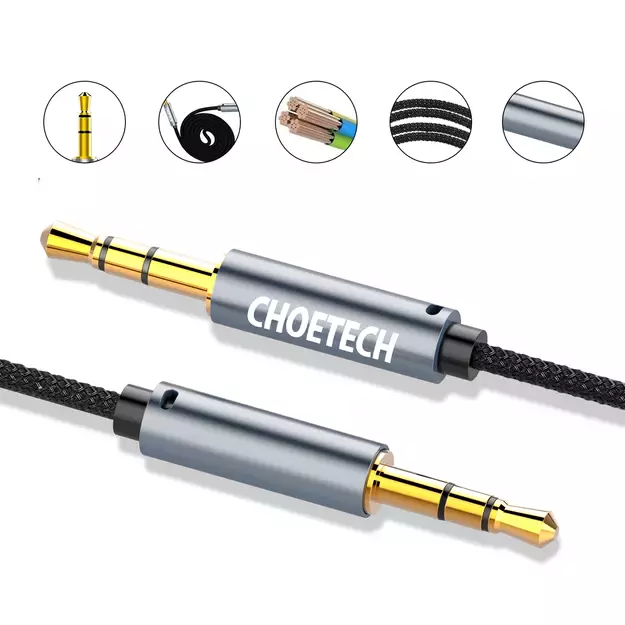 Choetech AUX002 cable mini jack 3.5mm (male) / mini jack 3.5mm (male) 1.2m - black 3