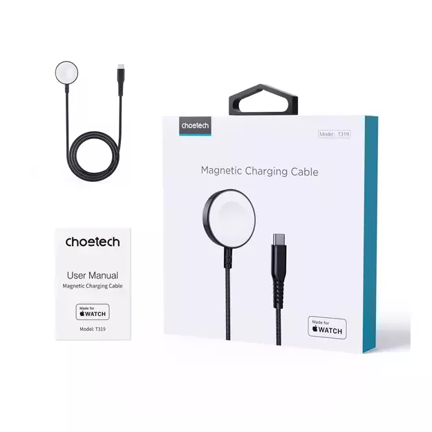 Choetech T319 MFI 5W wireless charger for Apple Watch + USB-C cable - black 7