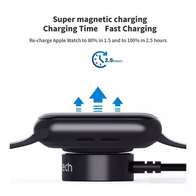 Choetech T319 MFI 5W wireless charger for Apple Watch + USB-C cable - black 1