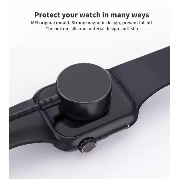 Choetech T319 MFI 5W wireless charger for Apple Watch + USB-C cable - black 4