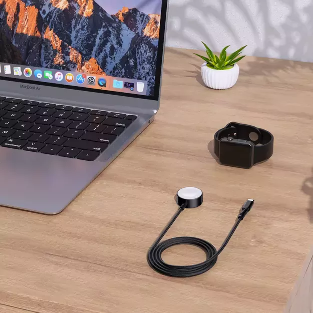 Choetech T319 MFI 5W wireless charger for Apple Watch + USB-C cable - black 9