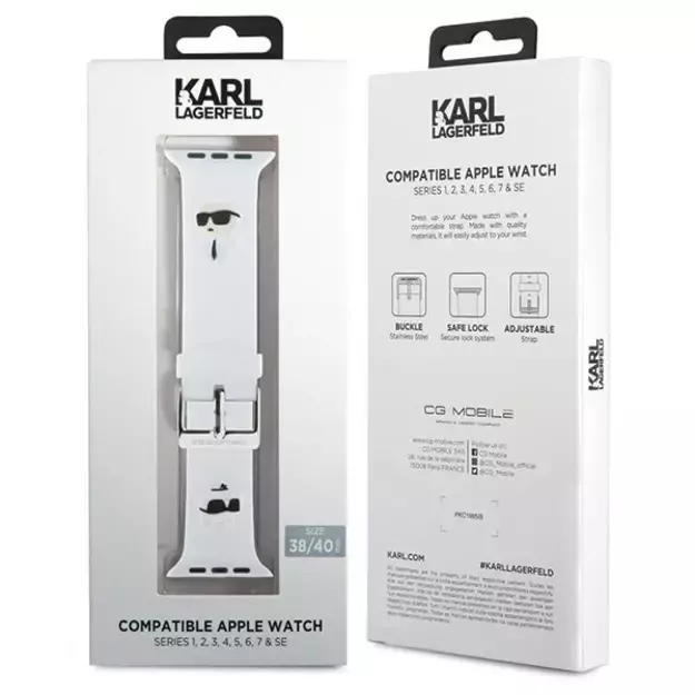 Karl Lagerfeld 3D Rubber Karl&Choupette Heads strap for Apple Watch 38/40/41mm - white 3