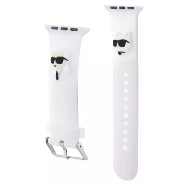 Karl Lagerfeld 3D Rubber Karl&Choupette Heads strap for Apple Watch 38/40/41mm - white 2