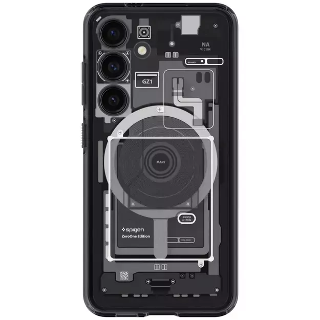 Spigen Ultra Hybrid OneTap Ring Case with MagSafe for Samsung Galaxy S24 - Clear (Zero One Pattern) 12