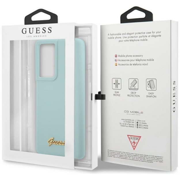 Guess GUHCS21LLSLMGLB S21 Ultra G998 blue/blue hardcase Silicone Script Metal Logo 12
