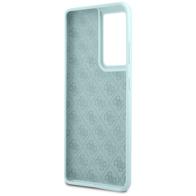 Guess GUHCS21LLSLMGLB S21 Ultra G998 blue/blue hardcase Silicone Script Metal Logo 1