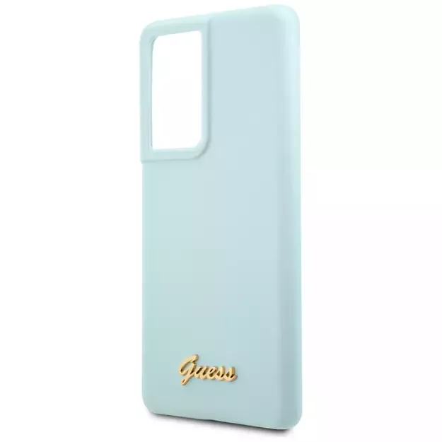 Guess GUHCS21LLSLMGLB S21 Ultra G998 blue/blue hardcase Silicone Script Metal Logo 4