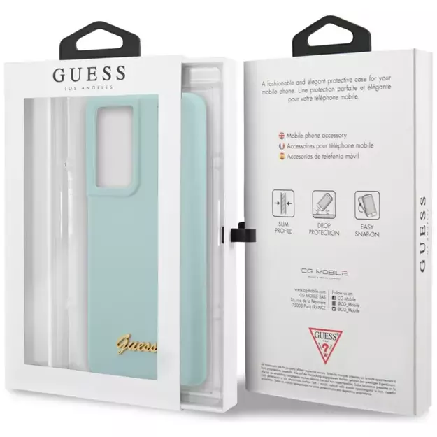 Guess GUHCS21LLSLMGLB S21 Ultra G998 blue/blue hardcase Silicone Script Metal Logo 7