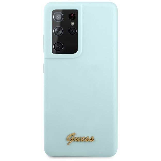 Guess GUHCS21LLSLMGLB S21 Ultra G998 blue/blue hardcase Silicone Script Metal Logo 8