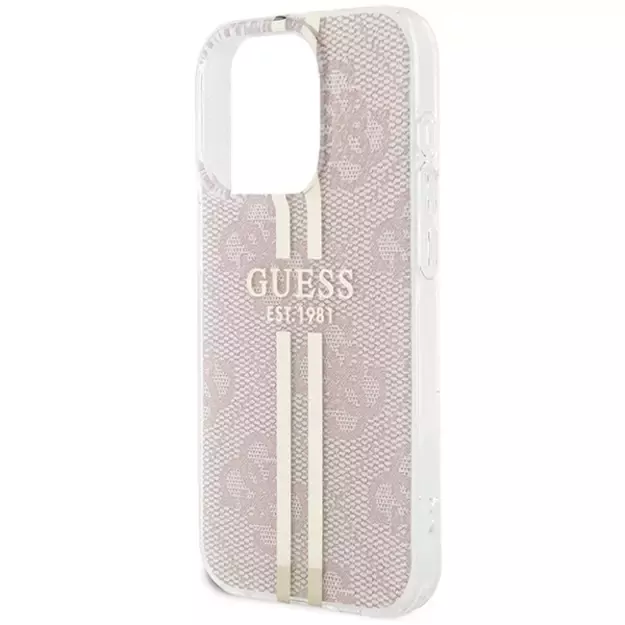 Guess IML 4G Gold Stripe case for iPhone 14 Pro Max - pink 5