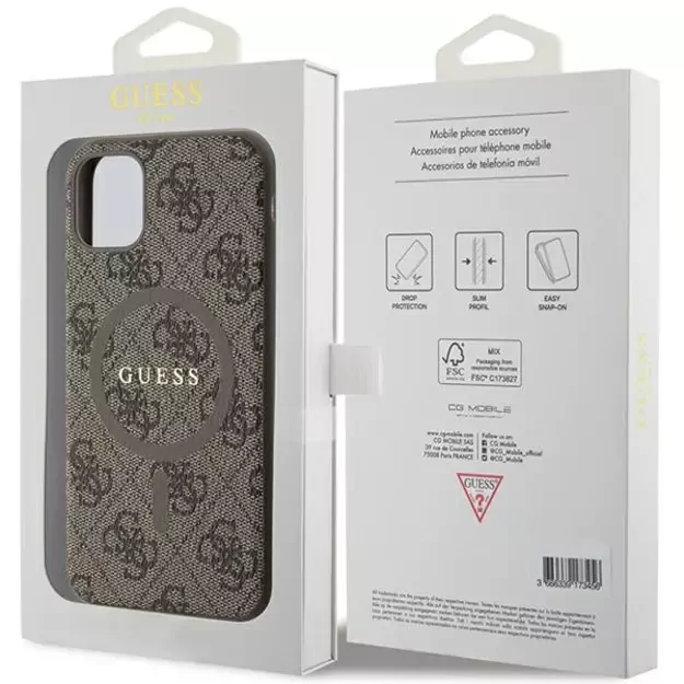Guess GUHMN61G4GFRW iPhone 11 6.1  / Xr brown/brown hardcase 4G Collection Leather Metal Logo MagSafe 7