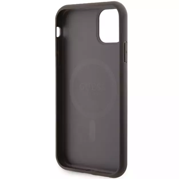 Guess GUHMN61G4GFRW iPhone 11 6.1  / Xr brown/brown hardcase 4G Collection Leather Metal Logo MagSafe 6