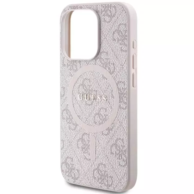 Guess 4G Collection Leather Metal Logo MagSafe Case for iPhone 14 Pro Max - Pink 6