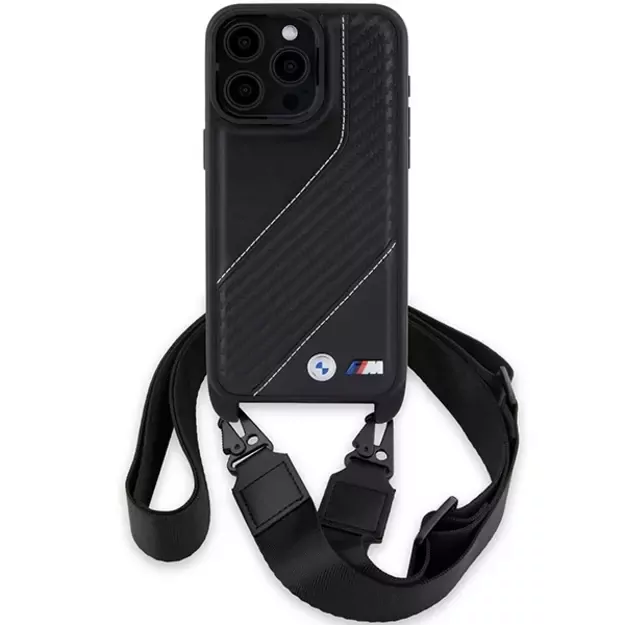 BMW M Edition Carbon Stripe &amp  Strap case for iPhone 15 Pro - black 7