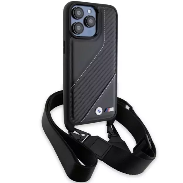 BMW M Edition Carbon Stripe &amp  Strap case for iPhone 15 Pro - black 8