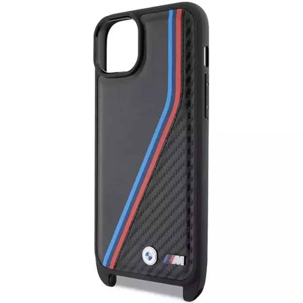 BMW M Edition Carbon Tricolor Lines &amp  Strap case for iPhone 15 / 14 / 13 - black 4