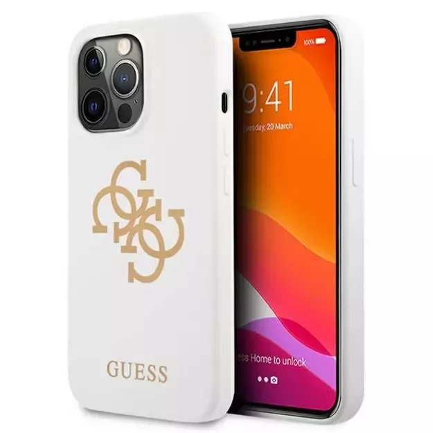 Guess GUHCP13LLS4GGWH iPhone 13 Pro / 13 6,1  biały/white hard case Silicone 4G Logo